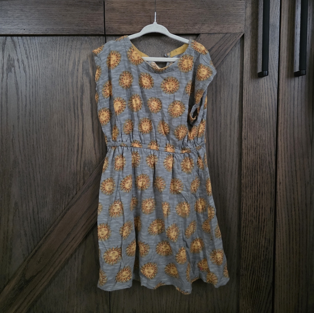 LAST CHANCE Pink Chicken Gray Dress with Yellow Sunflower Print